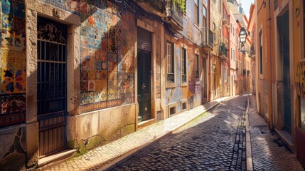 Cobblestone Alleyway in Lisbon
