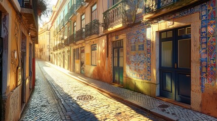 Cobblestone Street in a European City