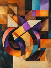 An arrangement of vibrant shapes reminiscent of gift boxes, ribbons, and bows unfolds with a lively mix of colors and patterns. Generative AI