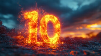 Dynamic lava number ten a fiery representation of time and energy in a striking landscape setting