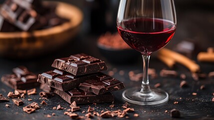 Indulge in the decadence a perfect pairing of rich dark chocolate and elegant red wine for the ultimate treat