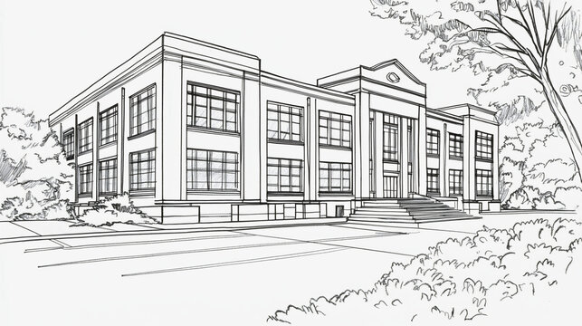 School knowledge and fun coloring with bright book page and simple academy university sketch line learn, creative drawing with playful cartoon education