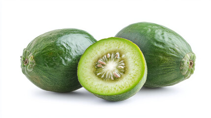 Sweet and juicy ripe feijoa, showcasing its exotic flavor and freshness.






