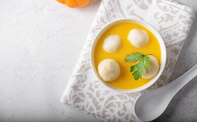 Pumpkin porridge, Hobakjuk in a bowl