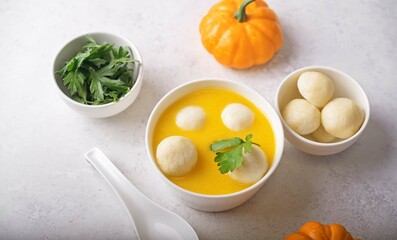 Pumpkin porridge, Hobakjuk in a bowl