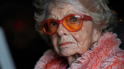 portrait of an elderly unhappy lonely woman.