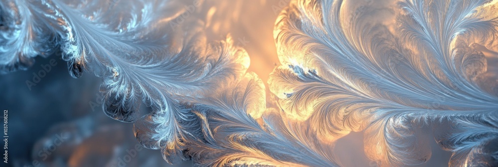 Aufkleber delicate frosty patterns intertwine, illuminated by gentle morning light in a serene winter environm