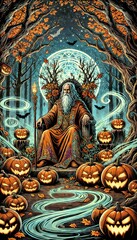 Obraz premium The Hierophant Tarot Card Halloween Edition 