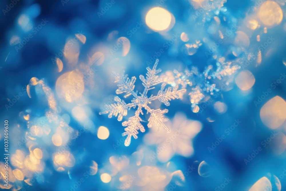 Aufkleber snowflakes sparkle and shimmer against a deep blue backdrop, creating an enchanting winter wonderlan