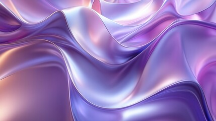 Obraz premium A stunning 3D abstract design featuring flowing metallic shapes in amethyst purple and shimmering platinum with a mystical ambiance