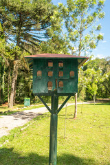 Bird hotel at Parque do Caracol, famous nature park and tourist destination in Canela