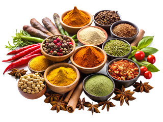 various spices on white
