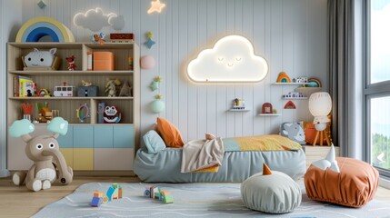 Baby room with toys and cute furniture