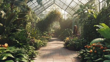 A Beautiful Botanical Garden Filled with Colorful Plants and Lush Greenery