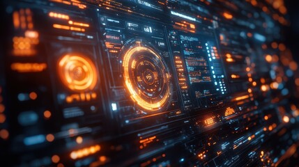 Fototapeta premium Futuristic interface with dynamic data visualization and interactive elements