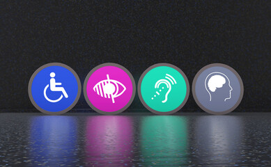 Disabled, Disability Signs, Icons are Visual Presentation. 