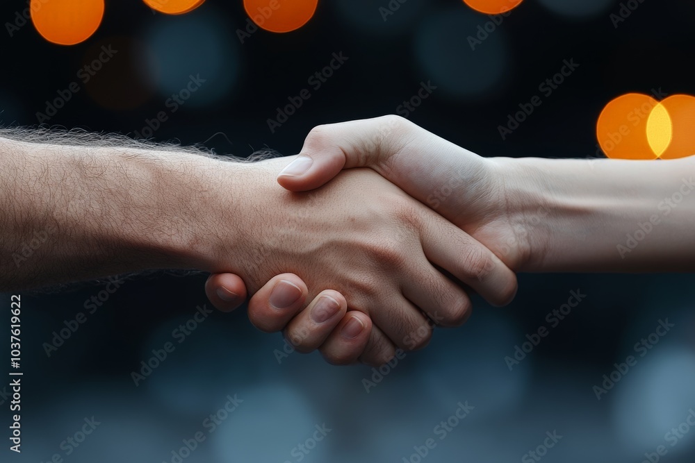 Poster a close-up image of a handshake, representing trust and mutual agreement in a business setting again