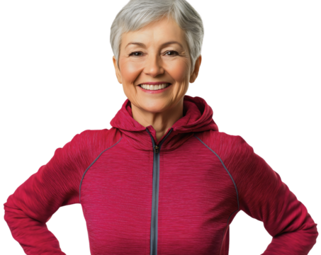 Active old senior woman, energetic sportswear activewear isolated, healthy pensioner grandmother training, vibrant fitness lifestyle, confident athletic wellness