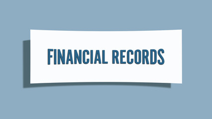 financial records. A card isolated on blue background.