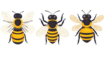 Sweet Bienenstich Germany Clipart Set of 4 Simple Color on White Background