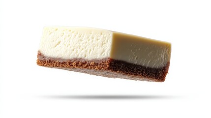 Delectable Hyperealistic Cheesecake Floating in Mid-Air - High-Quality Product Photography on White Background
