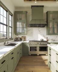 Aesthetic Kitchen Design green themed elegant kitchen with modern vibe