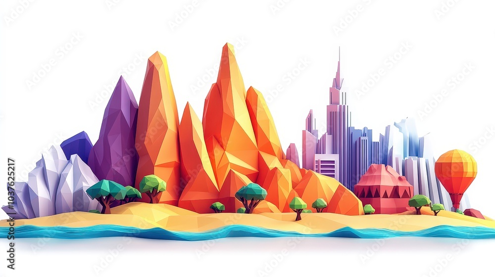 Poster delicate pavilion inspired low poly divider icons set for website design | game asset style minimali