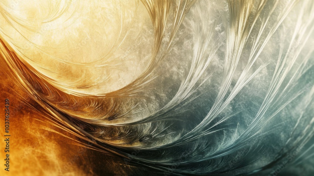 Aufkleber a unique display of swirling frosty patterns, merging amber and teal hues, capturing the essence of 
