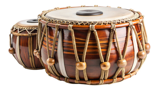 Traditional tabla drums on transparent or white isolated background.