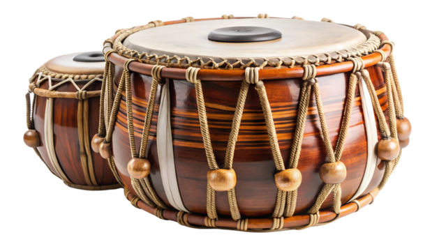 Traditional tabla drums on transparent or white isolated background.