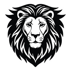 Fototapeta premium Lion head silhouette on white background