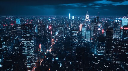 A Stunning City Skyline at Night Where the Lights Create a Dazzling Reflection on the Water, Illuminating the Urban Landscape