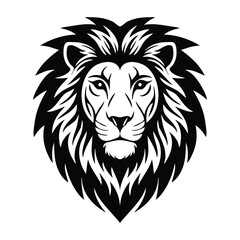 Obraz premium Lion head silhouette on white background