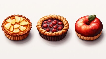 Apple Pie United States - Game Asset Style Divider Icons: Low Poly, Minimalist, Playful Imagery