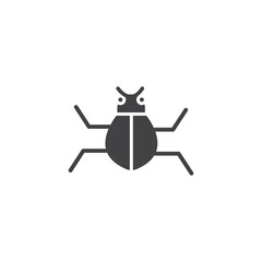 Bug icon Flat simple outline set