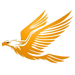 Majestic gold silhouette eagle, regal icon symbol identity, distinguished corporate insignia company, powerful logo sign bird, emblematic design soars