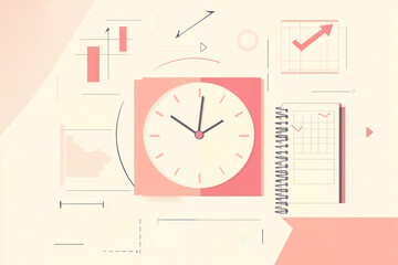 Illustration time and task planning, time management, notes