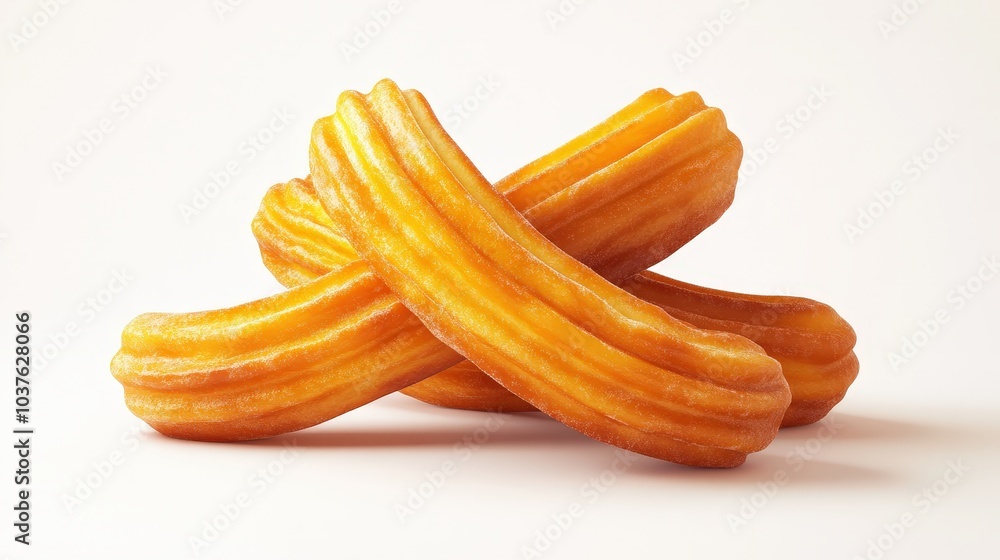 Poster quirky churros icons set: playful low poly game assets for website divider - minimalist white backgr