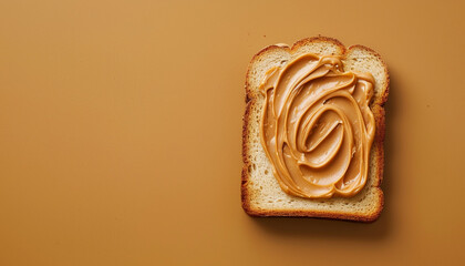 Delicious Almond Butter Spread on Warm Brown Bread with Blank Space