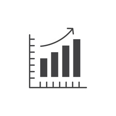 Growth Chart icon Flat simple outline set