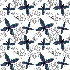 Abstract floral seamless retro flower pattern for fabrics and linens