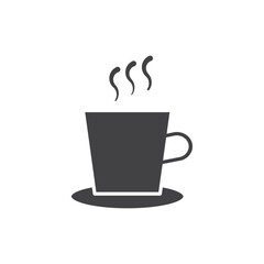 Hot coffee cup icon Flat simple outline set