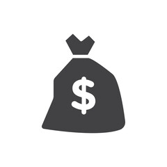 Money bag icon Flat simple outline set
