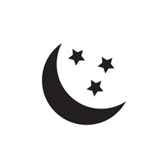 Moon icon Flat simple outline set