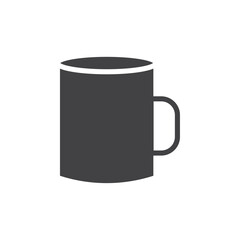 Mug icon Flat simple outline set
