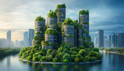 Obraz premium Eco-Friendly Skyscraper in City Skyline