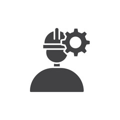 Worker icon Flat simple outline set