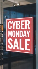 Cyber Monday Sale Sign with Bold Letters, Focus on Text, No People Visible
