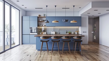 Modern Kitchen minimalist vibe with clean shelves and aesthetic furniture