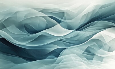 Obraz premium The image is a blue and white abstract painting of ocean waves